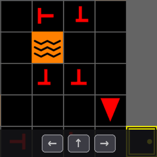 The agent walks and turns inside a room while the arrow keycaps light up