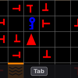 Tab picks up a key, then Tab rescues a victim and the view flashes green